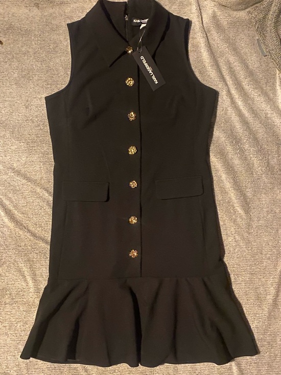 Karl Lagerfeld Dresses & Skirts - (NWT) KARL LAGERFELD- Black Sleeveless Button-Front Ruffle Hem Mini Dress 🖤 ✨